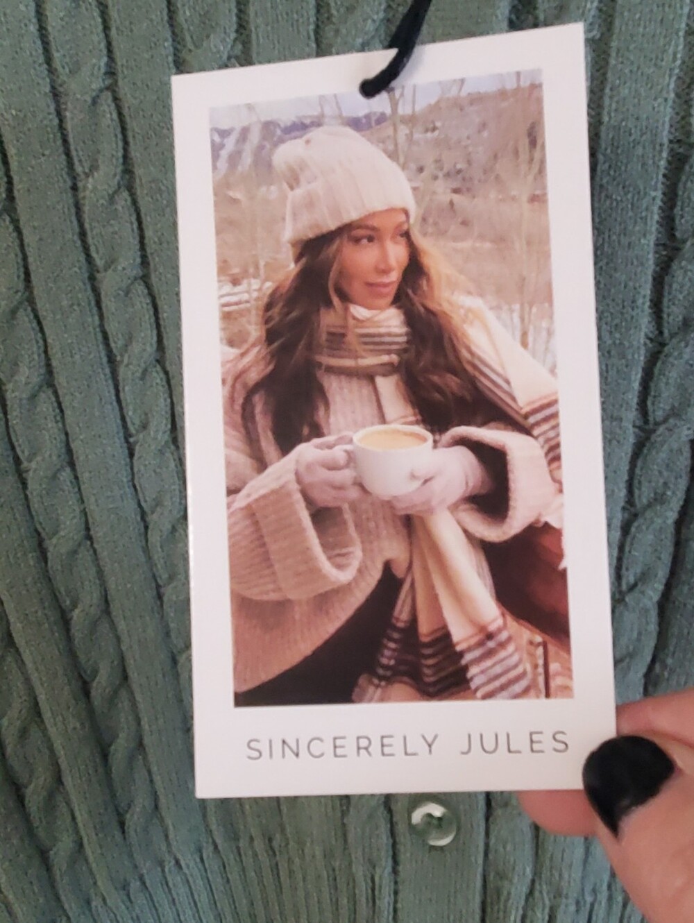 SINCERELY JULES NWT. LOUNGEWEAR SET. MED. CABLE KNIT. SAGE MINT GREEN. - Picture 2 of 10